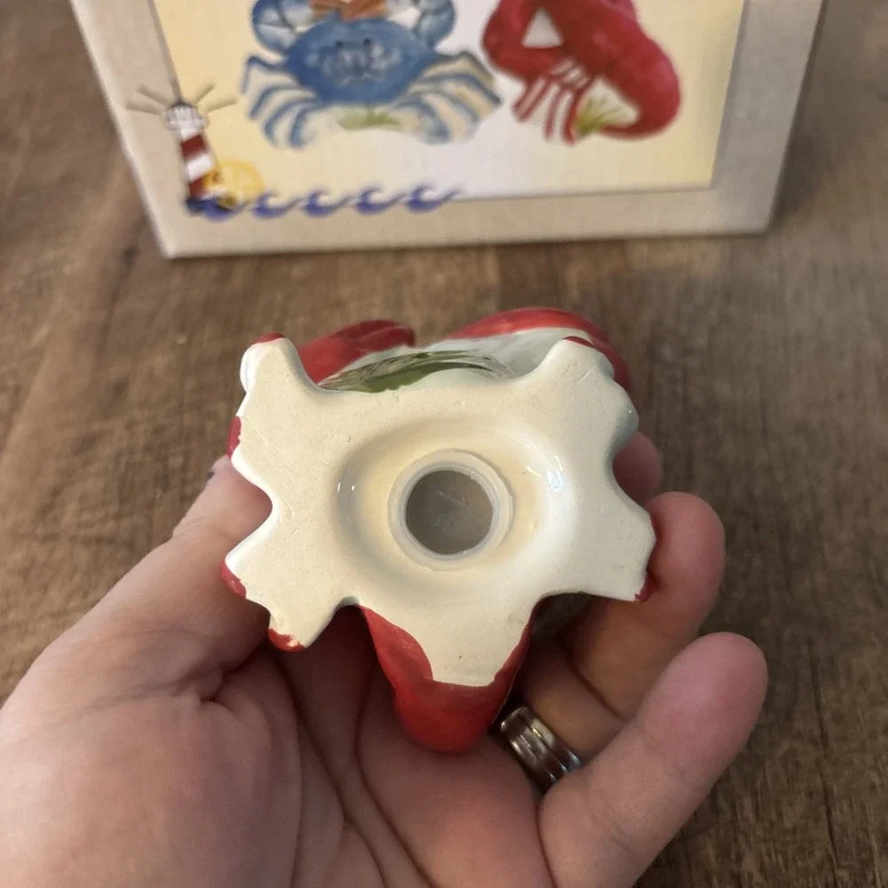 Cracker Barrel Stoneware Red Lobster Blue Crab Salt Pepper Shakers